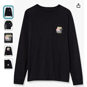 Vineyard Vines 2022 Happy New Year T Shirt Mens XS Black Long Sleeve Graphic